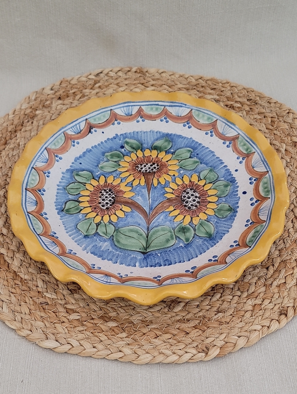 Talavera Sunflower Stoneware Ceramic Plate